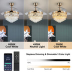 Luxury Gold Smart Ceiling Fan Chandelier - 42"