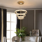 French Luxury 3-Ring Crystal Chandelier - Modern LED Light