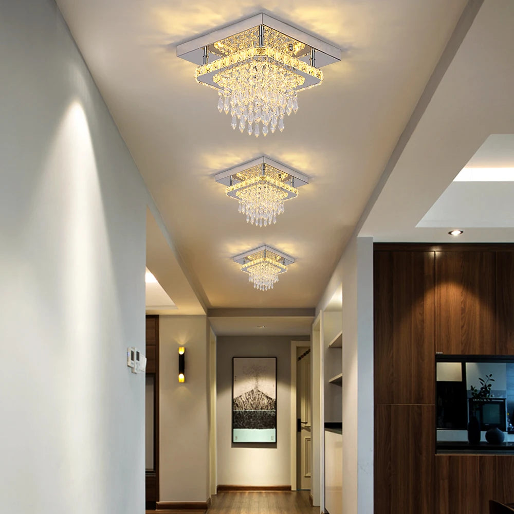 Modern Luxury Silver K9 Crystal Ceiling Lamp
