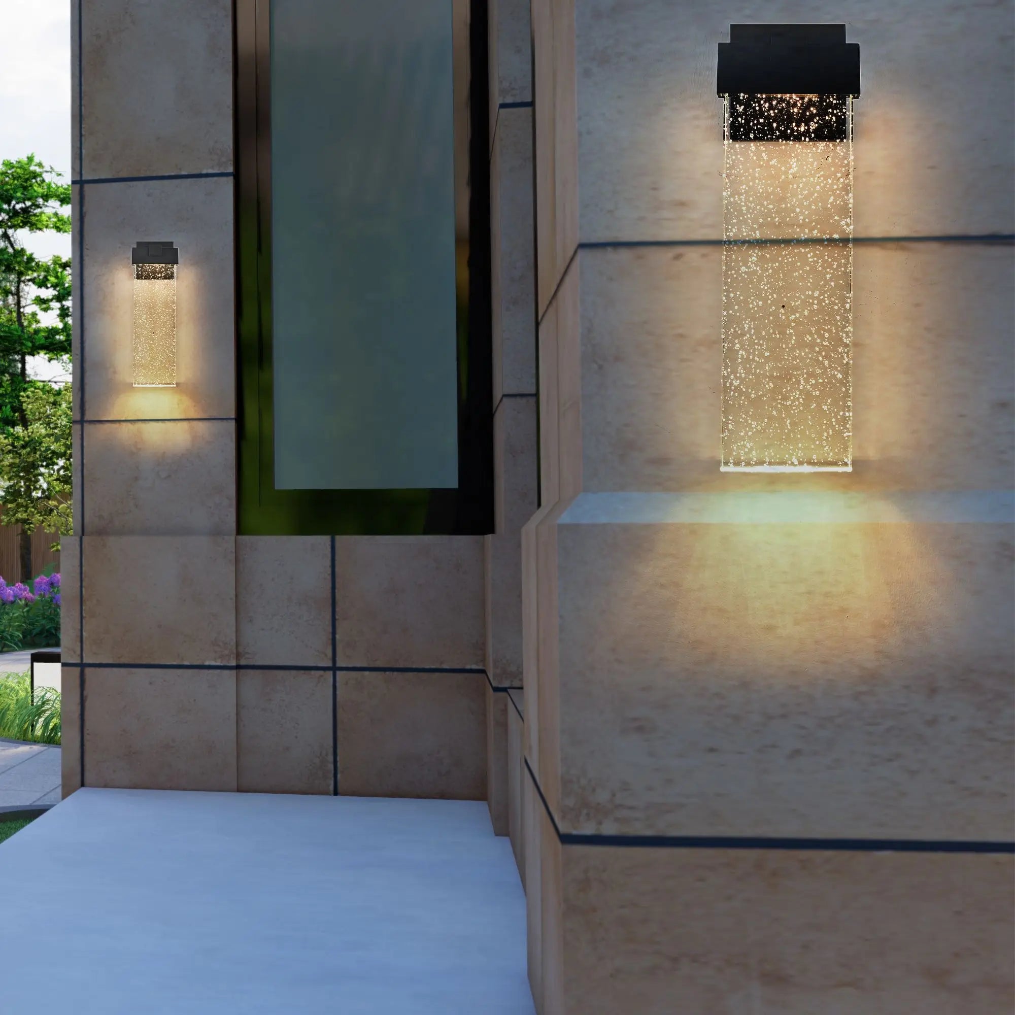 Opeloak 18" Modern Outdoor LED Wall Light | Bubble Crystal Sconce