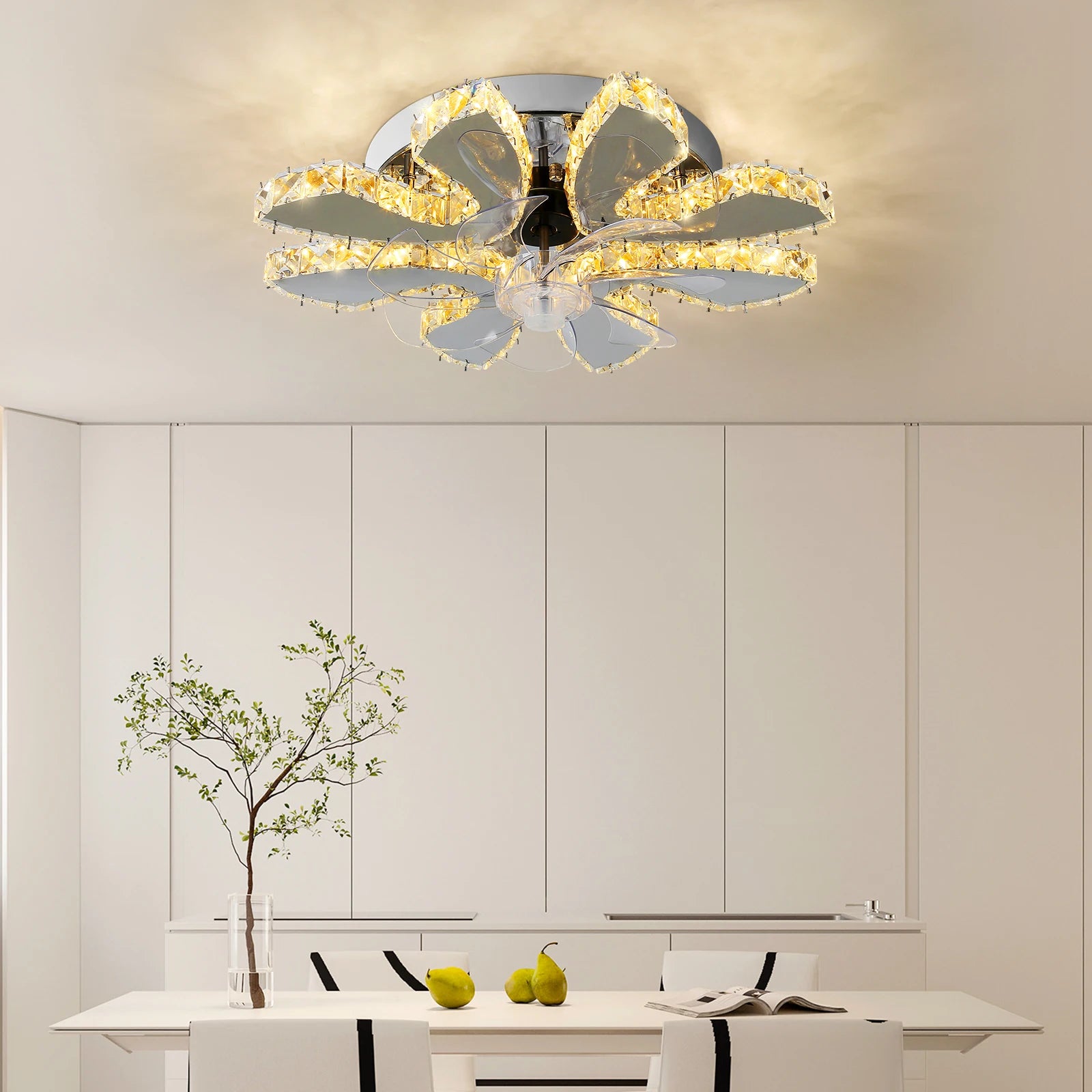 Modern Luxury Crystal Ceiling Fan Chandelier