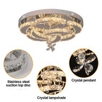 Luxury K9 Crystal Chandelier - Modern Dimmable LED Flush Mount