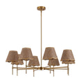 Gold Farmhouse Boho Rattan Chandelier (8-Light)