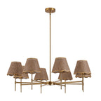 Gold Farmhouse Boho Rattan Chandelier (8-Light)