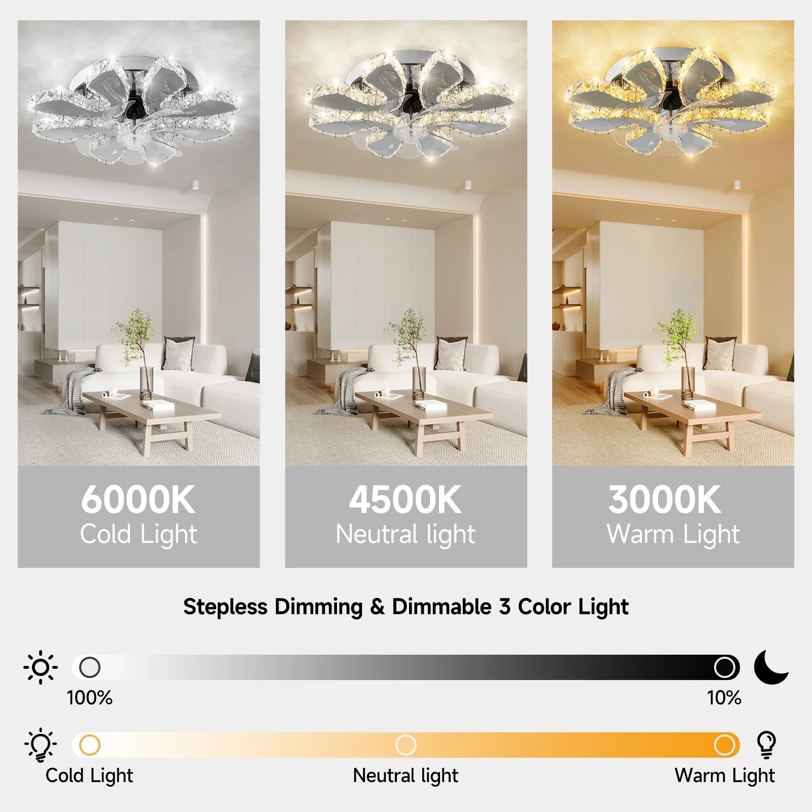 Modern Luxury Crystal Ceiling Fan Chandelier
