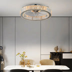 Luxury Crystal Chandelier Ceiling Fan with LED & Remote