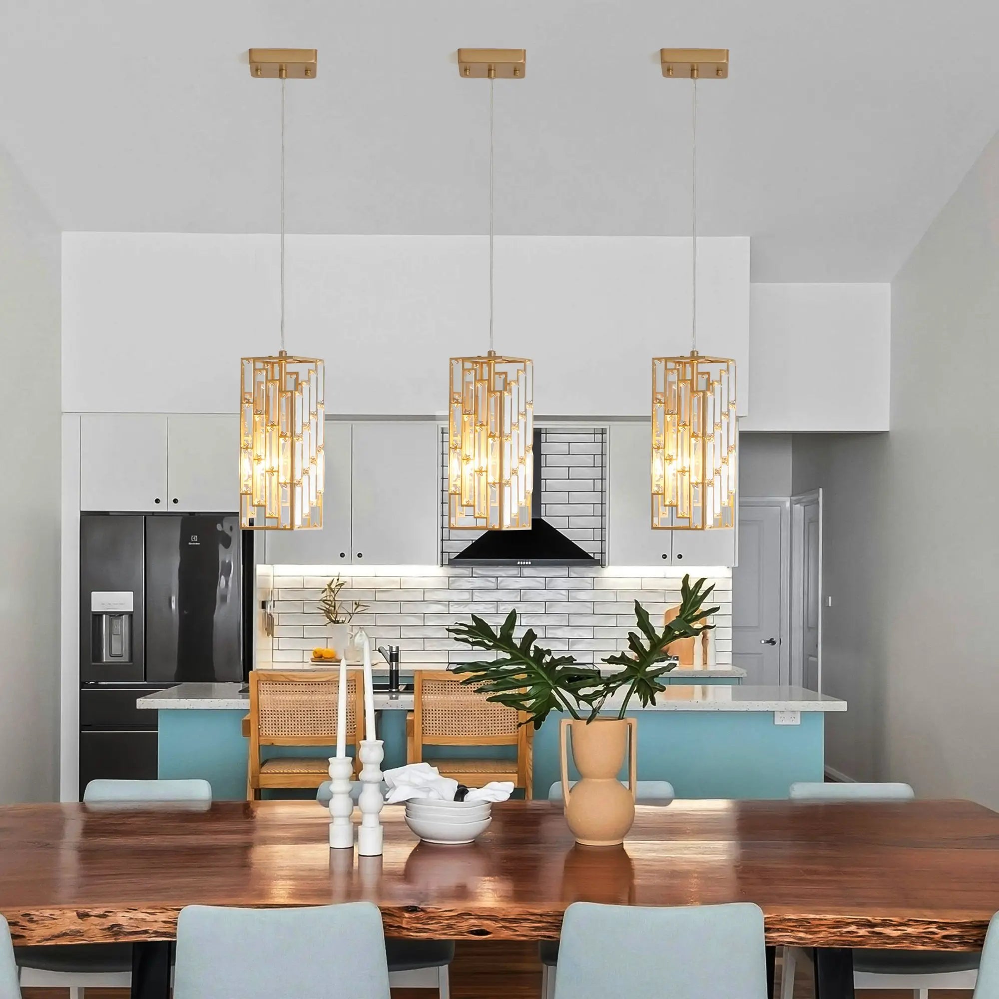 Modern Adjustable Crystal Pendant Light 3-Pack