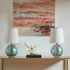 Ranier Iridescent Glass Table Lamp with Tapered Drum Shade