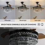Luxury Gold Smart Ceiling Fan Chandelier - 42"