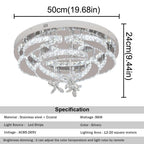 Luxury K9 Crystal Chandelier - Modern Dimmable LED Flush Mount