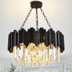 Modern Black Crystal Chandelier - Luxury 9-Light Fixture