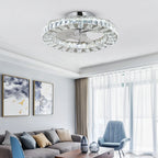 Luxury Crystal Chandelier Ceiling Fan with LED & Remote