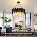 Modern Black Crystal Chandelier - Luxury 9-Light Fixture