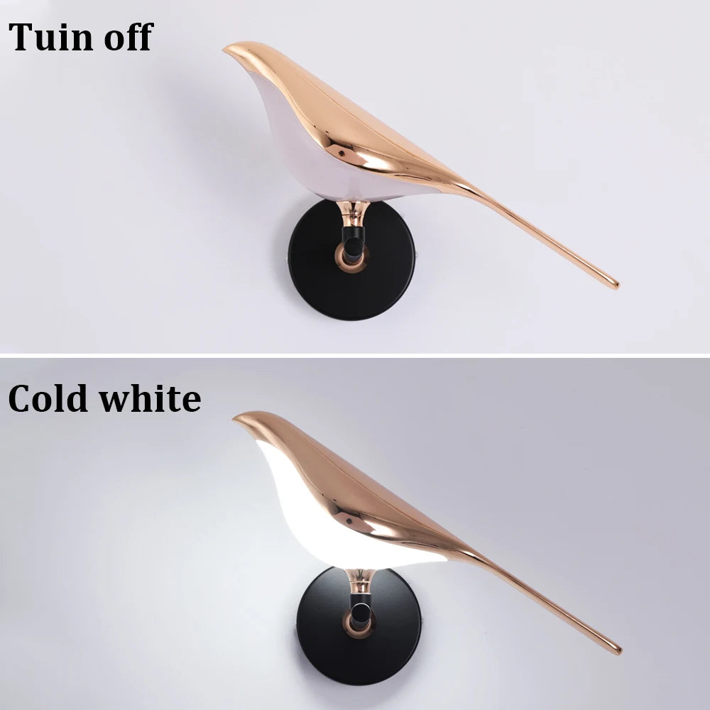 Creative Nordic Rotatable Bird Wall Light - Golden Crystal LED Sconce