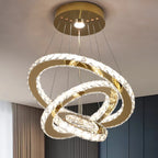 French Luxury 3-Ring Crystal Chandelier - Modern LED Light
