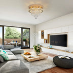 Luxury Gold Crystal Chandelier - Modern LED Bedroom Light