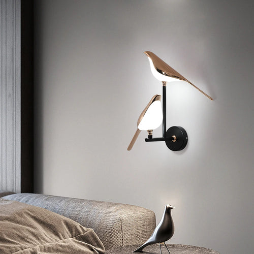 Creative Nordic Rotatable Bird Wall Light - Golden Crystal LED Sconce