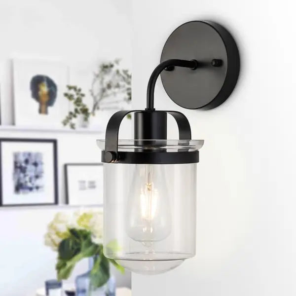 Modern Wall Sconce with Clear Cylindrical Glass Shade