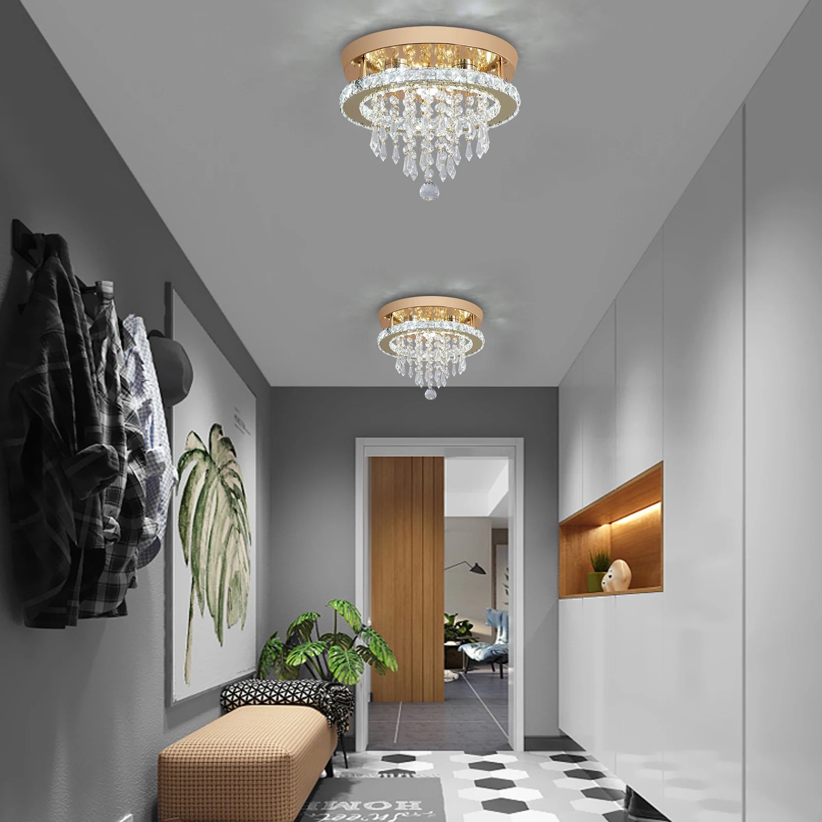 Luxury Gold Crystal Chandelier - Modern LED Bedroom Light