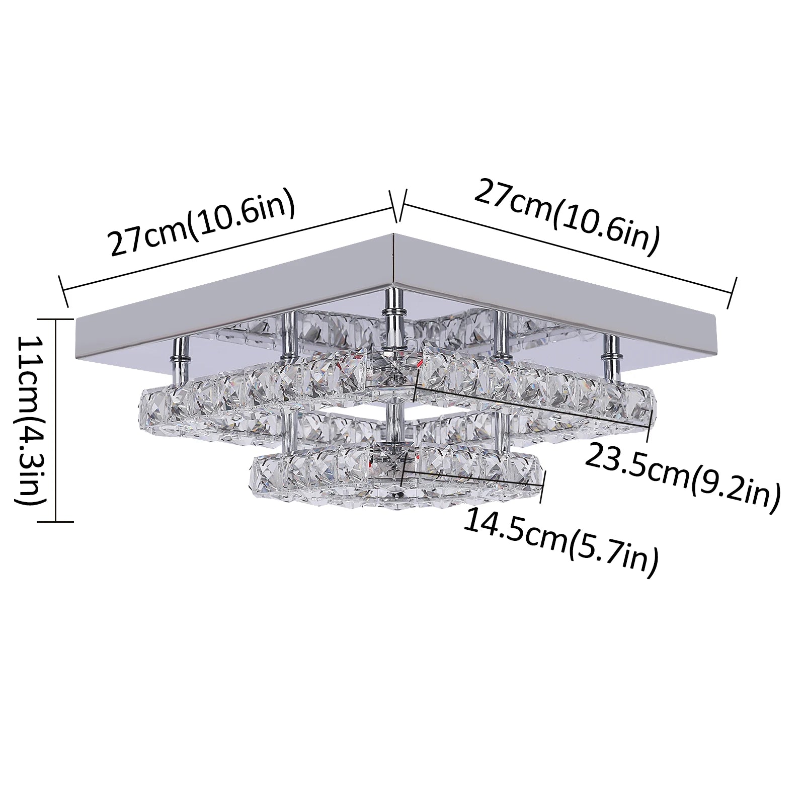 Luxury Square Crystal LED Ceiling Light