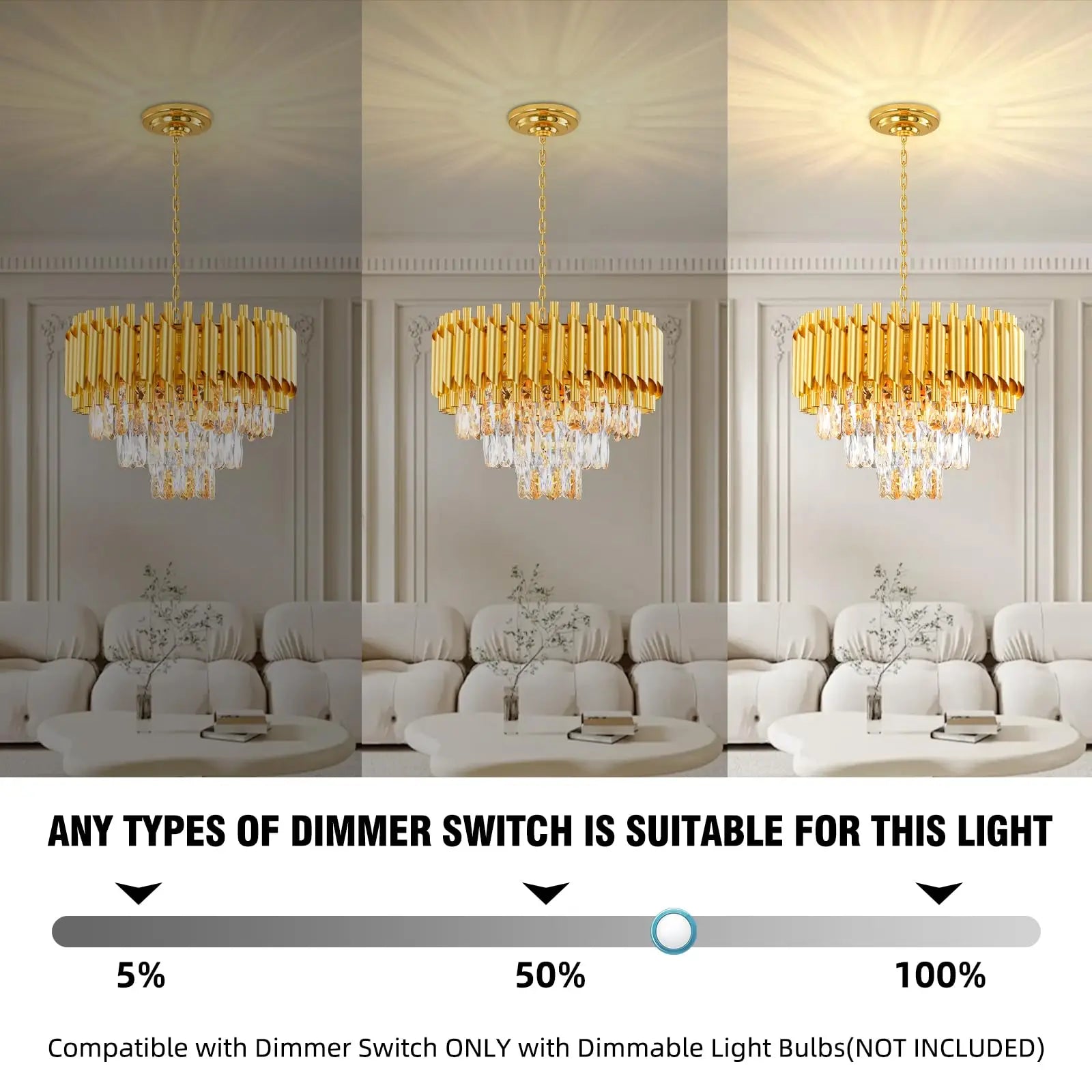 Modern 3-Tier Raindrop Crystal Chandelier - Luxury 5-Light