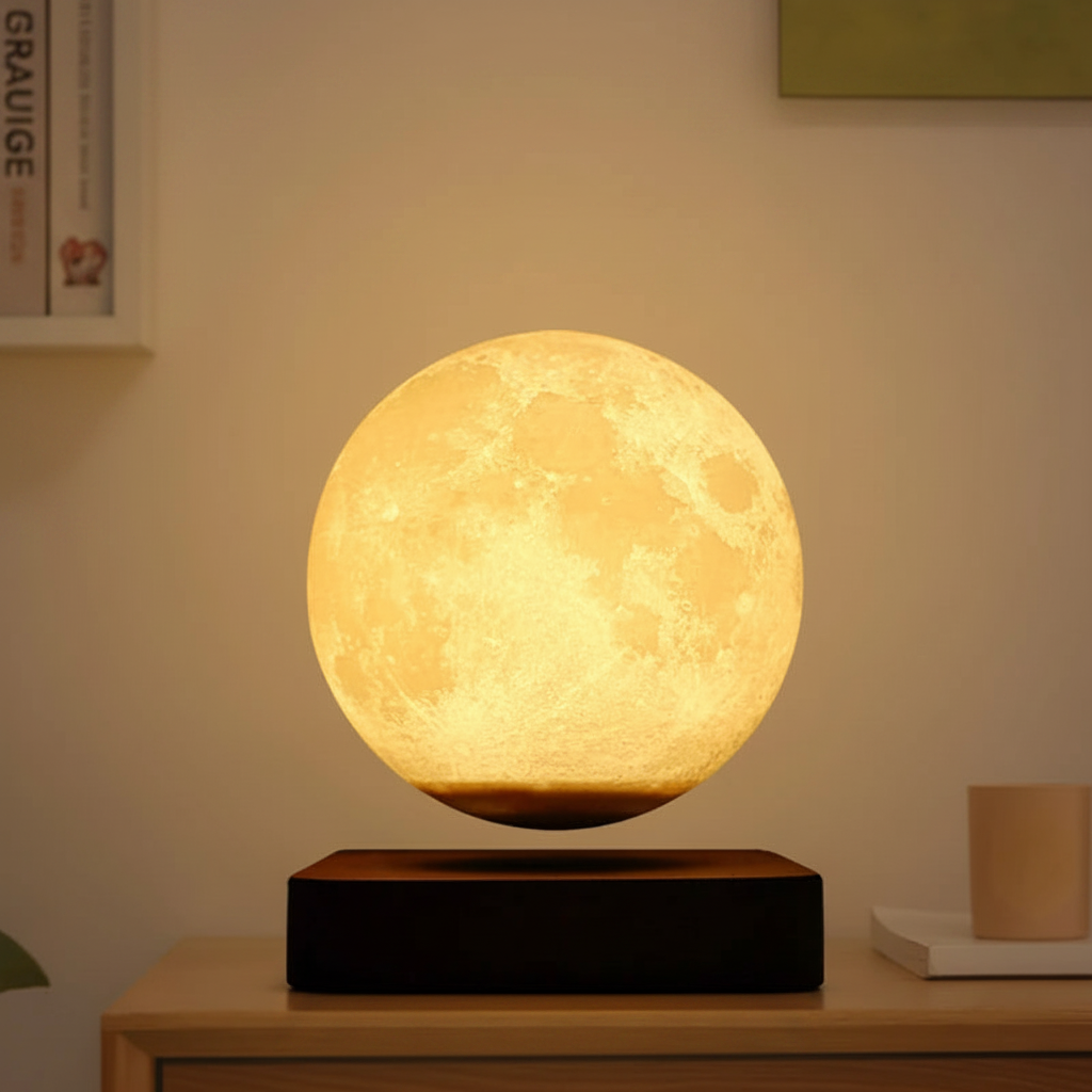 Magnetic Levitation Moon Lamp | Modern 14cm Bedroom Light Fixture