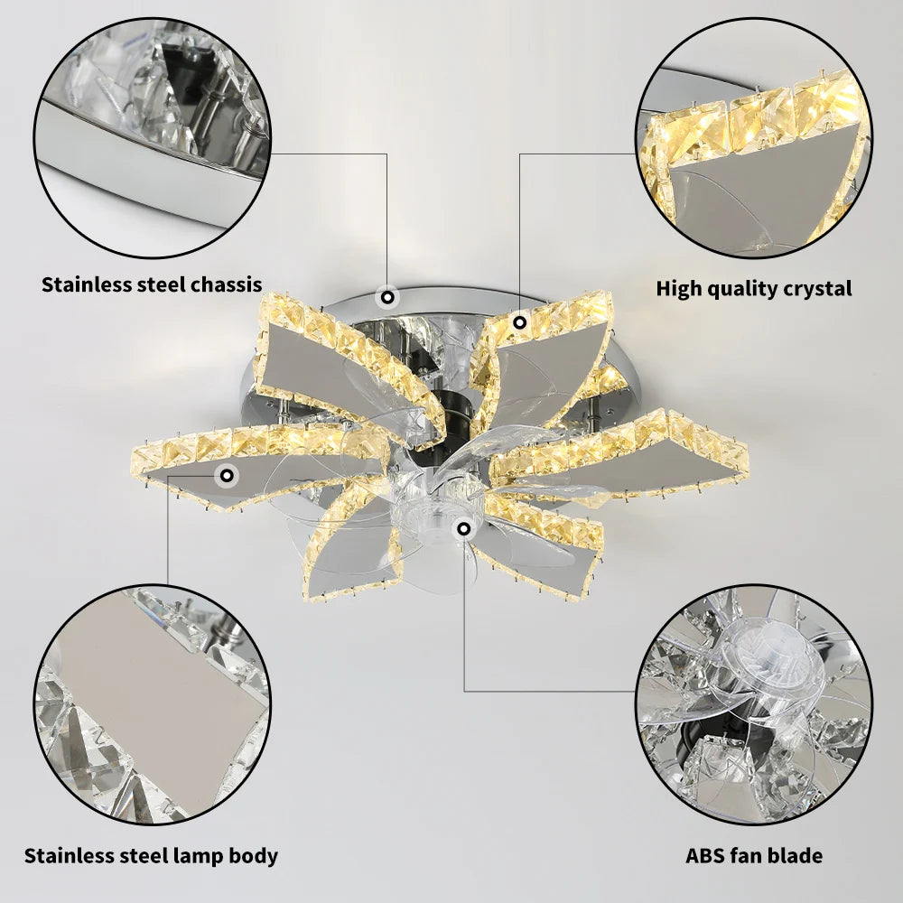 Modern Luxury Crystal Ceiling Fan Chandelier
