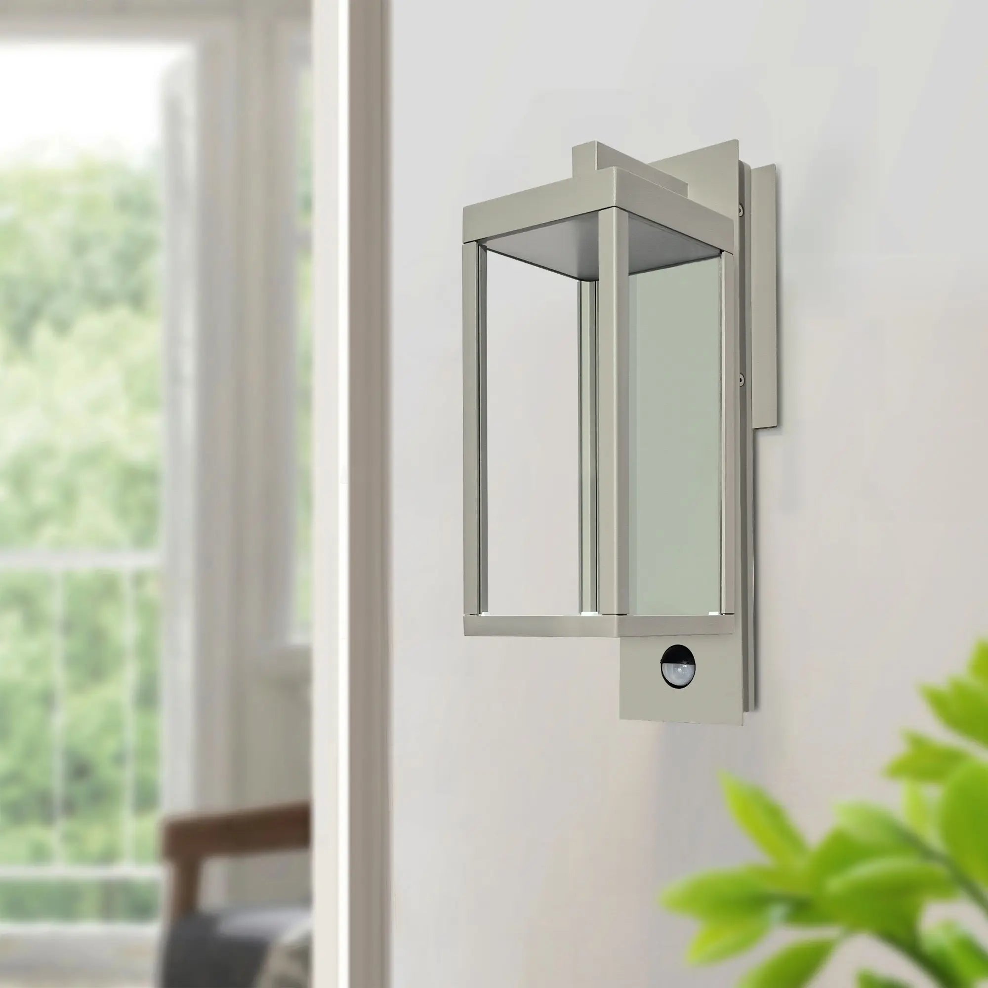 Outdoor Wall Light with Clear Glass Shade Motion Sensor Porch Lamp