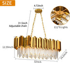 Modern Luxury Gold Crystal Chandelier - 32" Large 8-Light Pendant