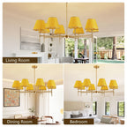 Gold Farmhouse Boho Rattan Chandelier (8-Light)