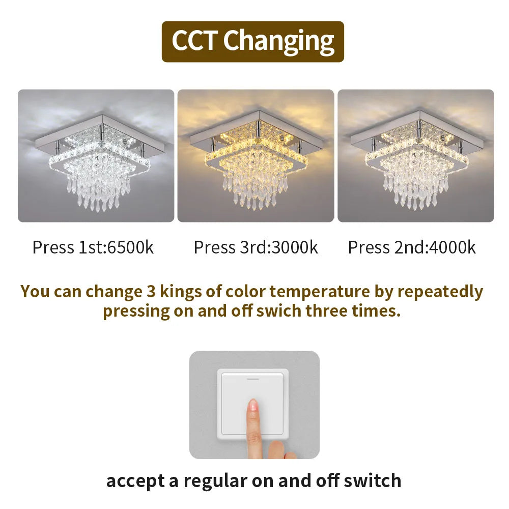 Modern Luxury Silver K9 Crystal Ceiling Lamp
