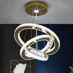 French Luxury 3-Ring Crystal Chandelier - Modern LED Light