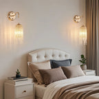 Elegant Gold Cascading Crystal Wall Sconces