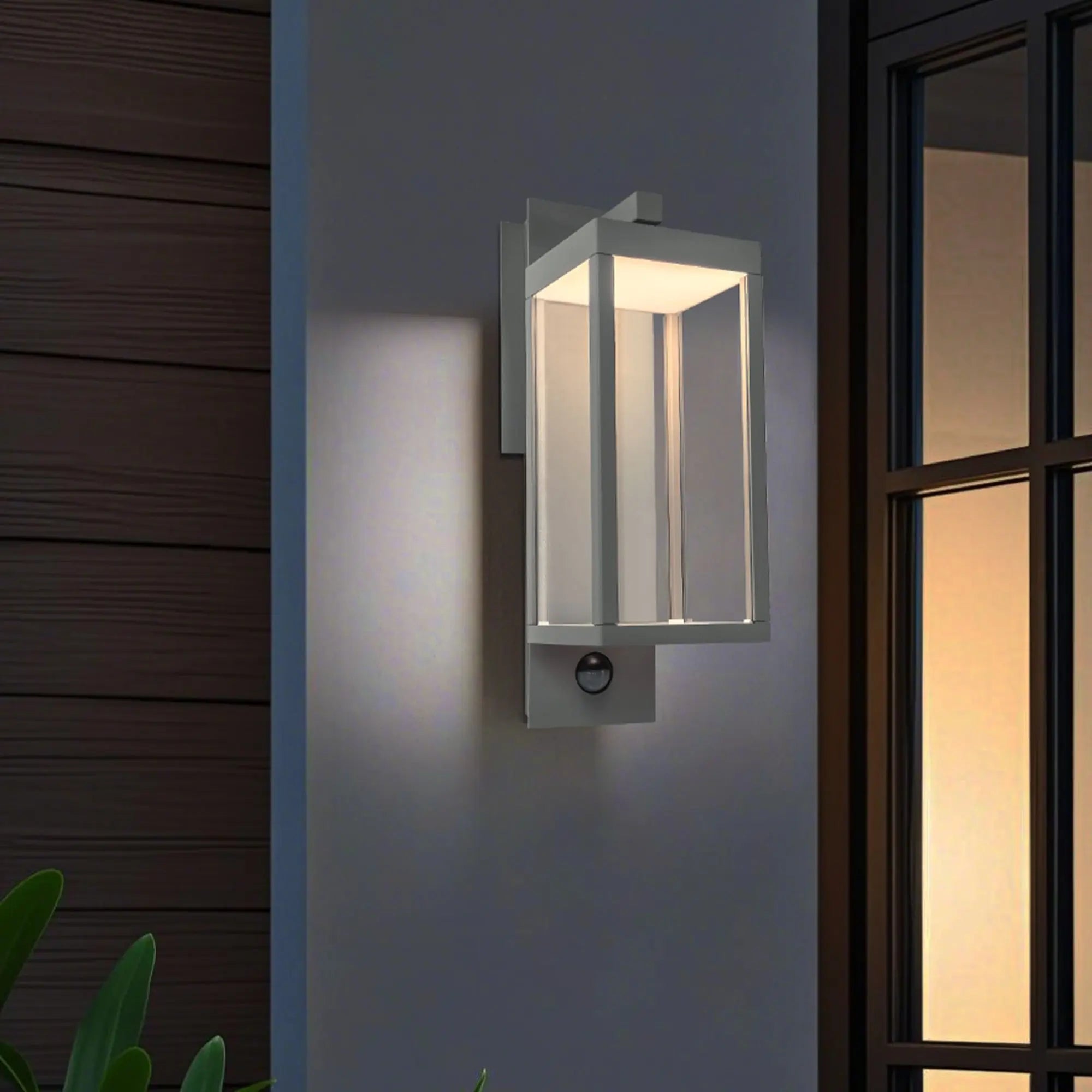 Outdoor Wall Light with Clear Glass Shade Motion Sensor Porch Lamp