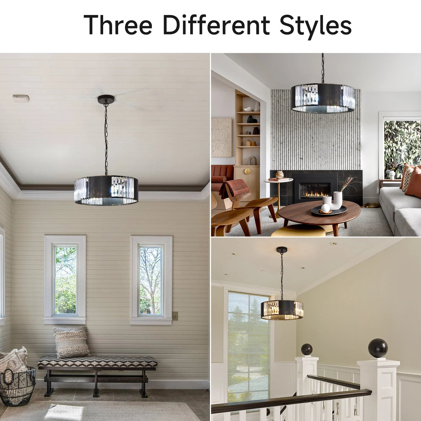 Luxury Black K9 Crystal Pendant Light