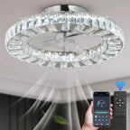 Luxury Crystal Chandelier Ceiling Fan with LED & Remote