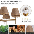 Gold Farmhouse Boho Rattan Chandelier (8-Light)