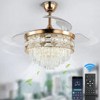 Luxury Gold Smart Ceiling Fan Chandelier - 42"