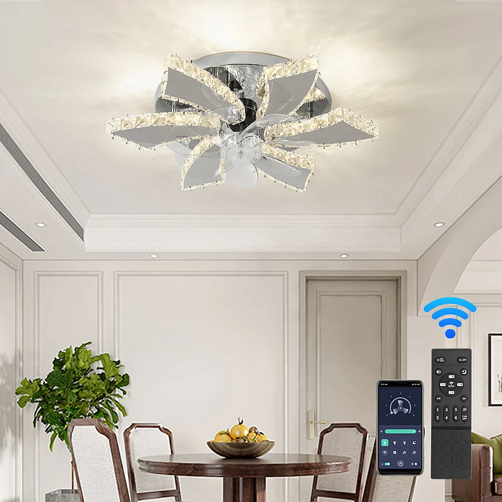 Modern Luxury Crystal Ceiling Fan Chandelier