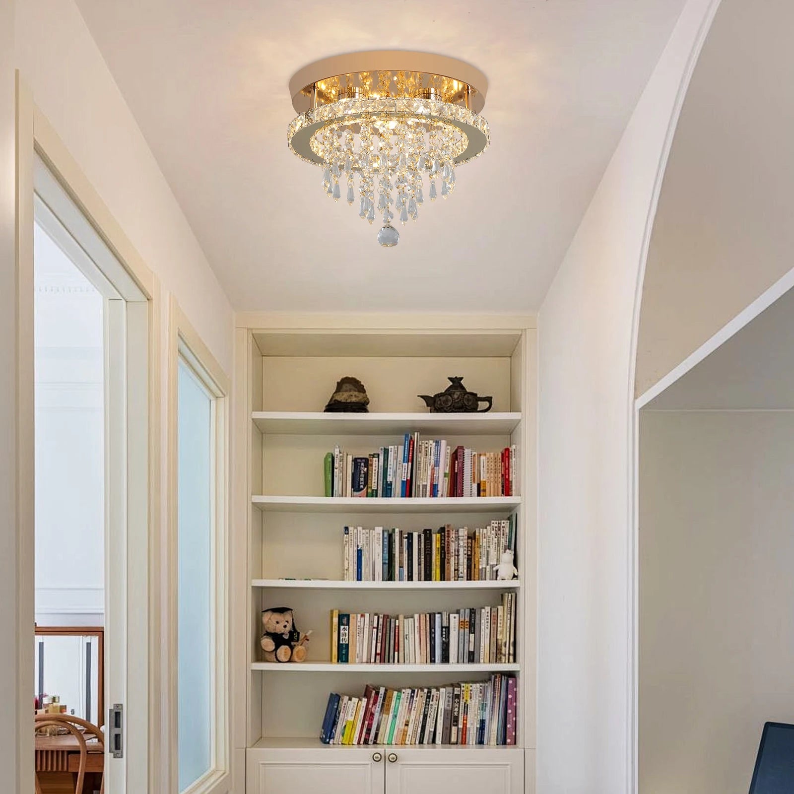 Luxury Gold Crystal Chandelier - Modern LED Bedroom Light