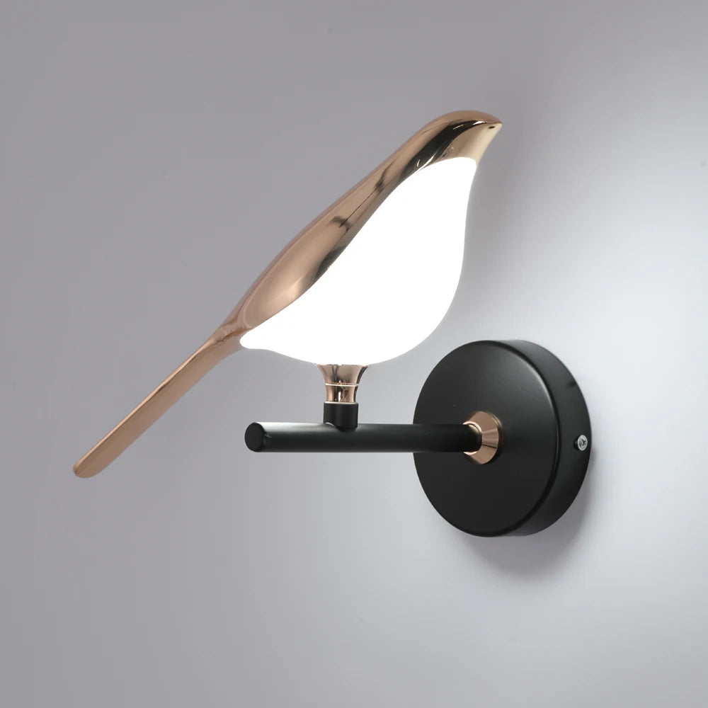 Creative Nordic Rotatable Bird Wall Light - Golden Crystal LED Sconce