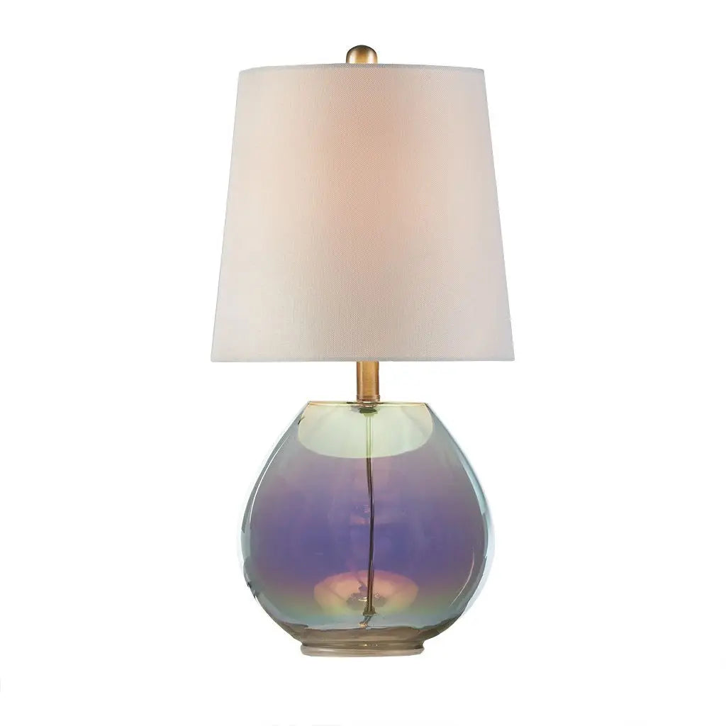 Ranier Iridescent Glass Table Lamp with Tapered Drum Shade