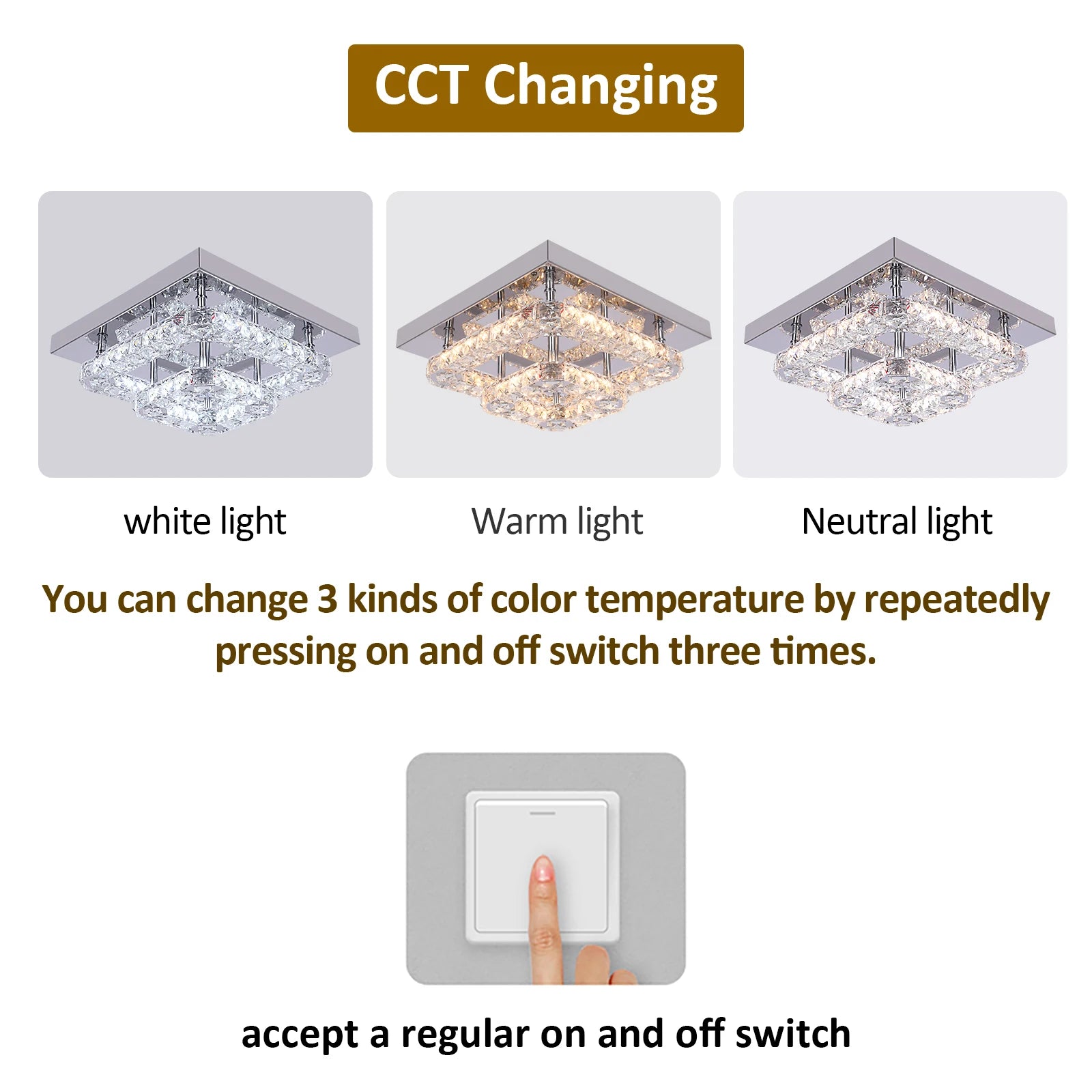Luxury Square Crystal LED Ceiling Light