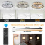Luxury Crystal Chandelier Ceiling Fan with LED & Remote