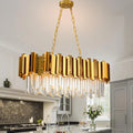 Modern Luxury Gold Crystal Chandelier - 32" Large 8-Light Pendant