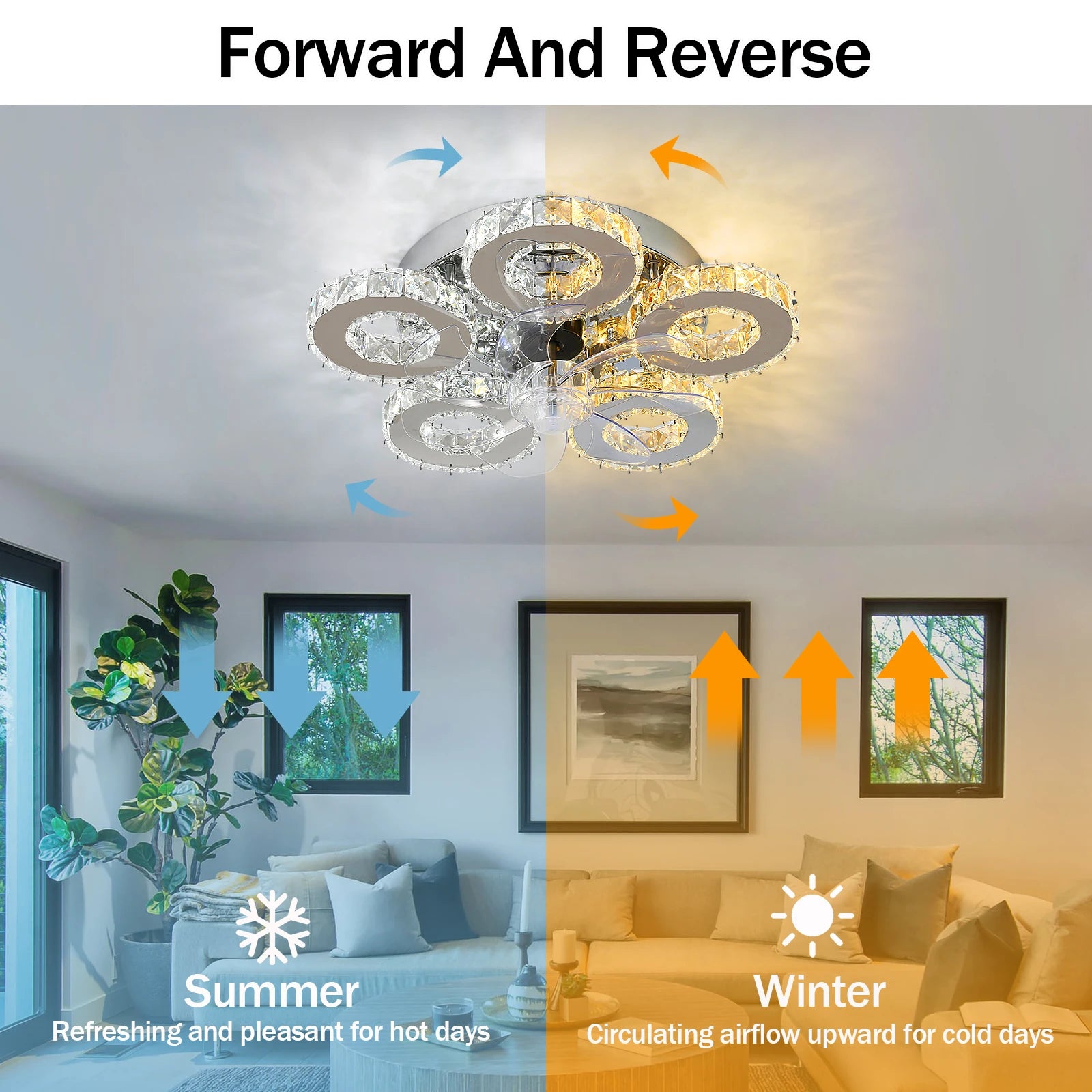 Modern Luxury Crystal Ceiling Fan Chandelier