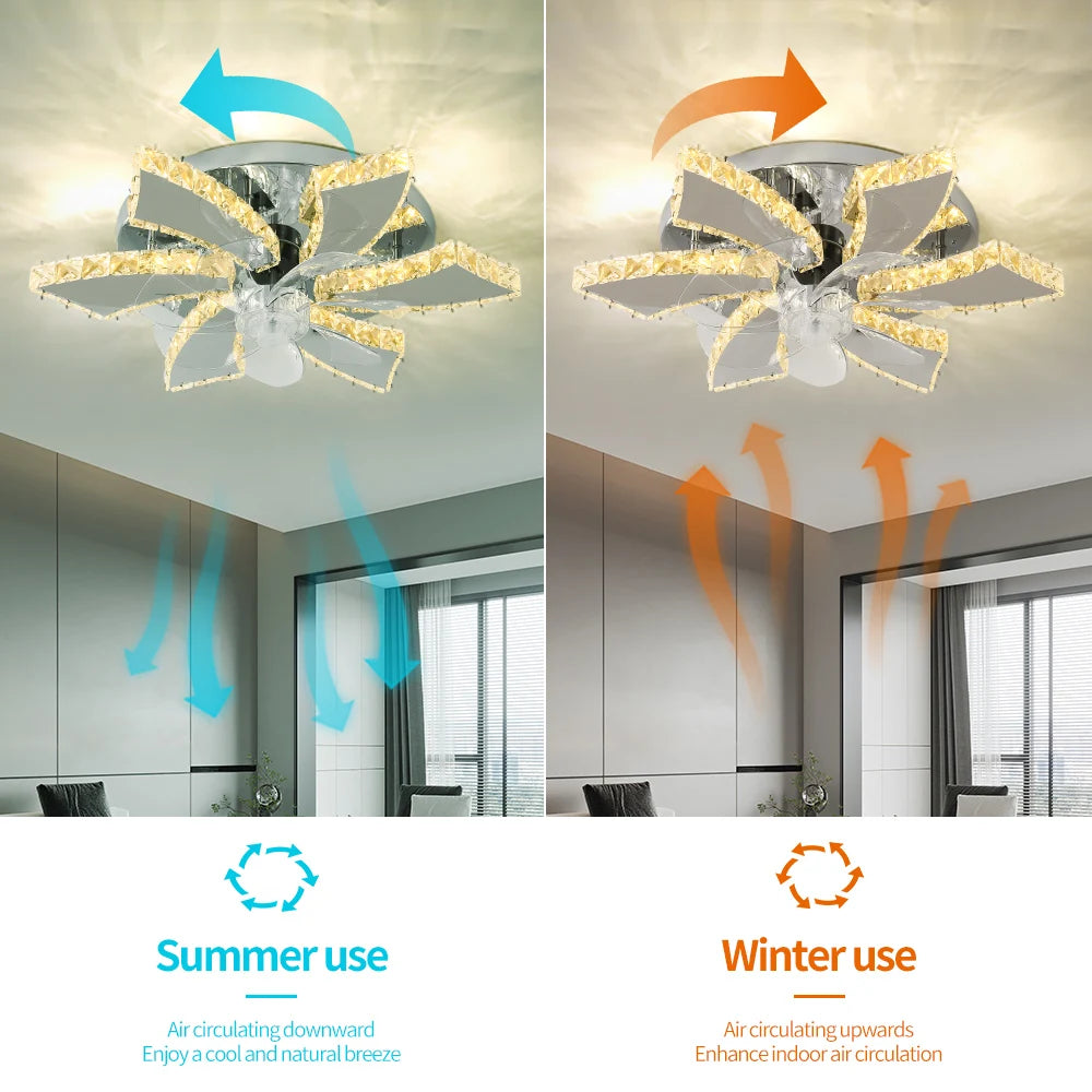 Modern Luxury Crystal Ceiling Fan Chandelier