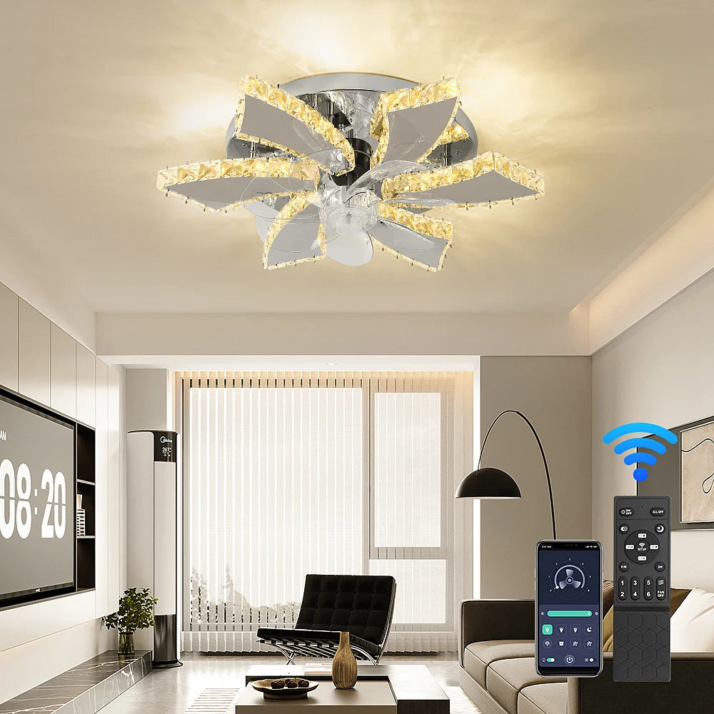 Modern Luxury Crystal Ceiling Fan Chandelier