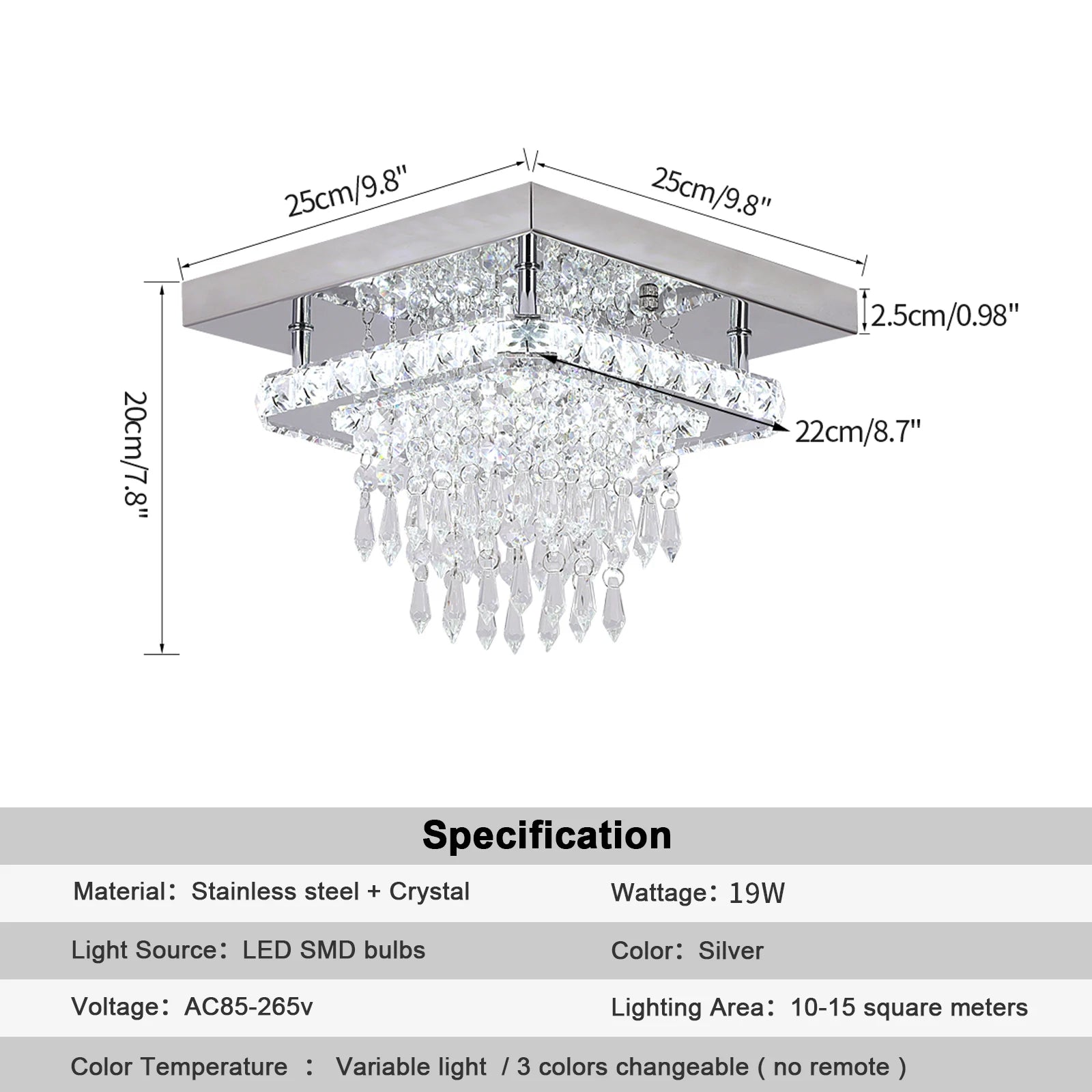 Modern Luxury Silver K9 Crystal Ceiling Lamp
