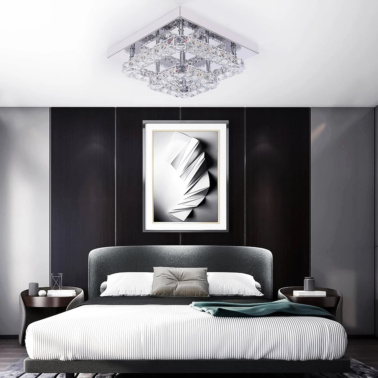 Luxury Square Crystal LED Ceiling Light